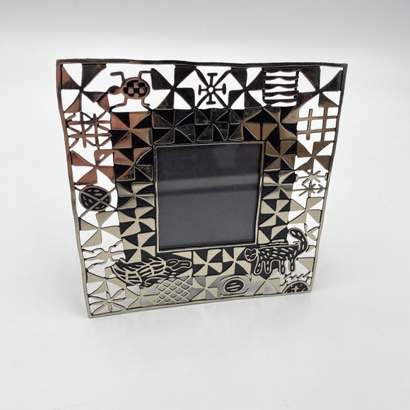 Ukara Cloth Inspired Picture Frame 20th Century Igbo Ekpe Society Folkart Photo - Picture 1 of 5